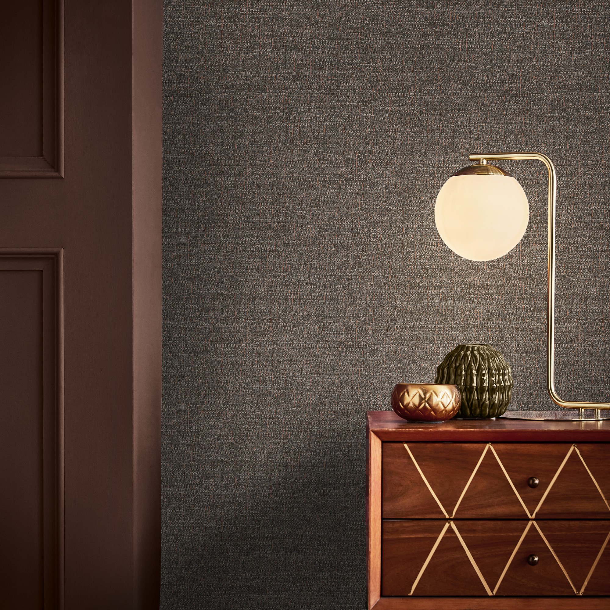 Albion Texture Wallpaper 127908 By Graham Brown In Chocolate Brown